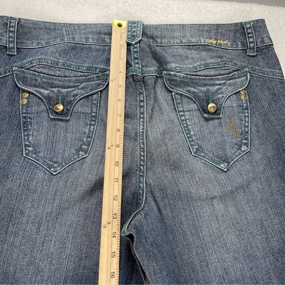 VTG Baby Phat Jeans Y2K Women Sz 20 Flare Med Wash Logo Flap Pockets Tall - Picture 8 of 11